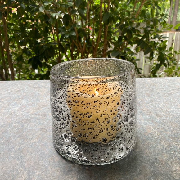 Handblown Seeded Glass Hurricane - Picture 4 of 4